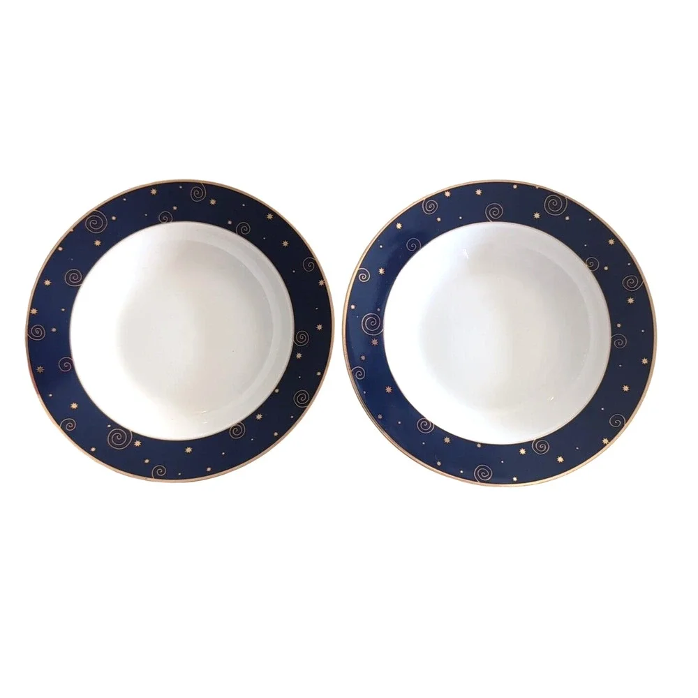 VTG 2000 Sakura Star Light‎ 2 Christmas Salad/Soup Bowls Celestial Y2K Hallmark